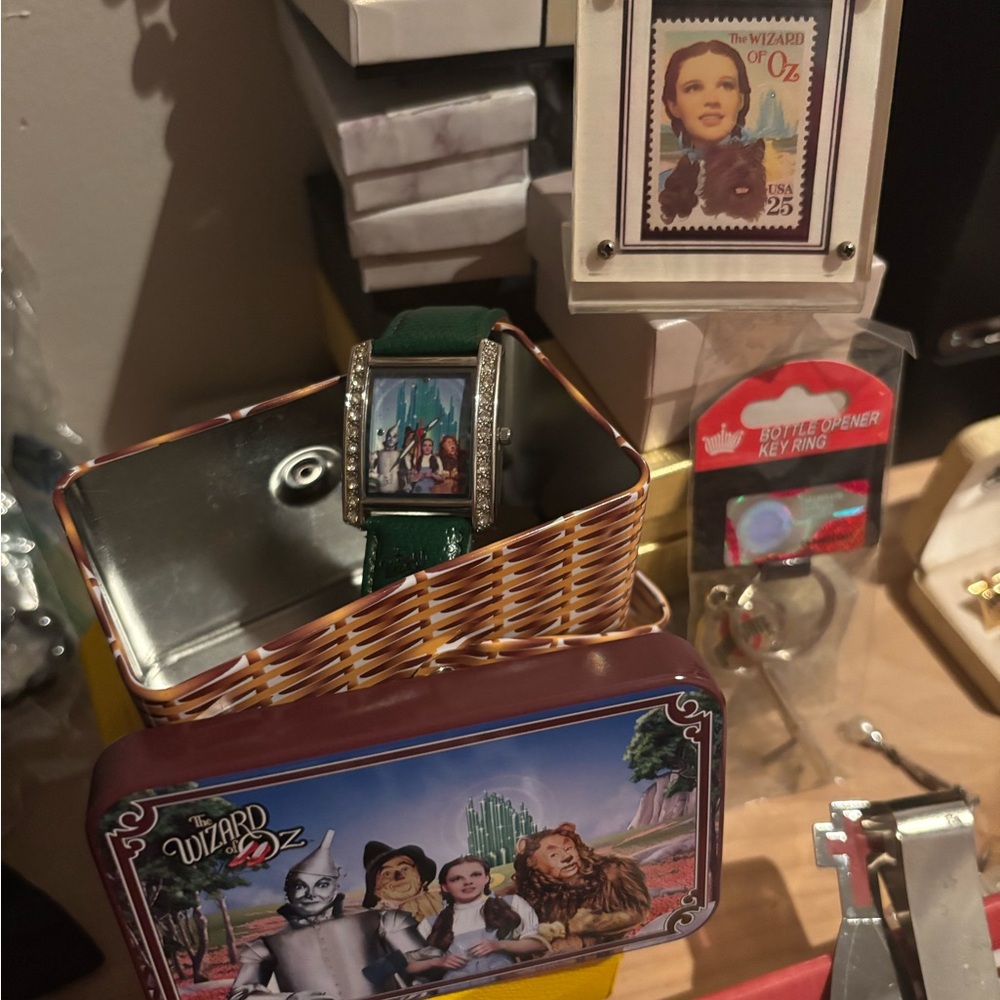 Wizard of Oz Watch, Stamp and MetalTin Basket